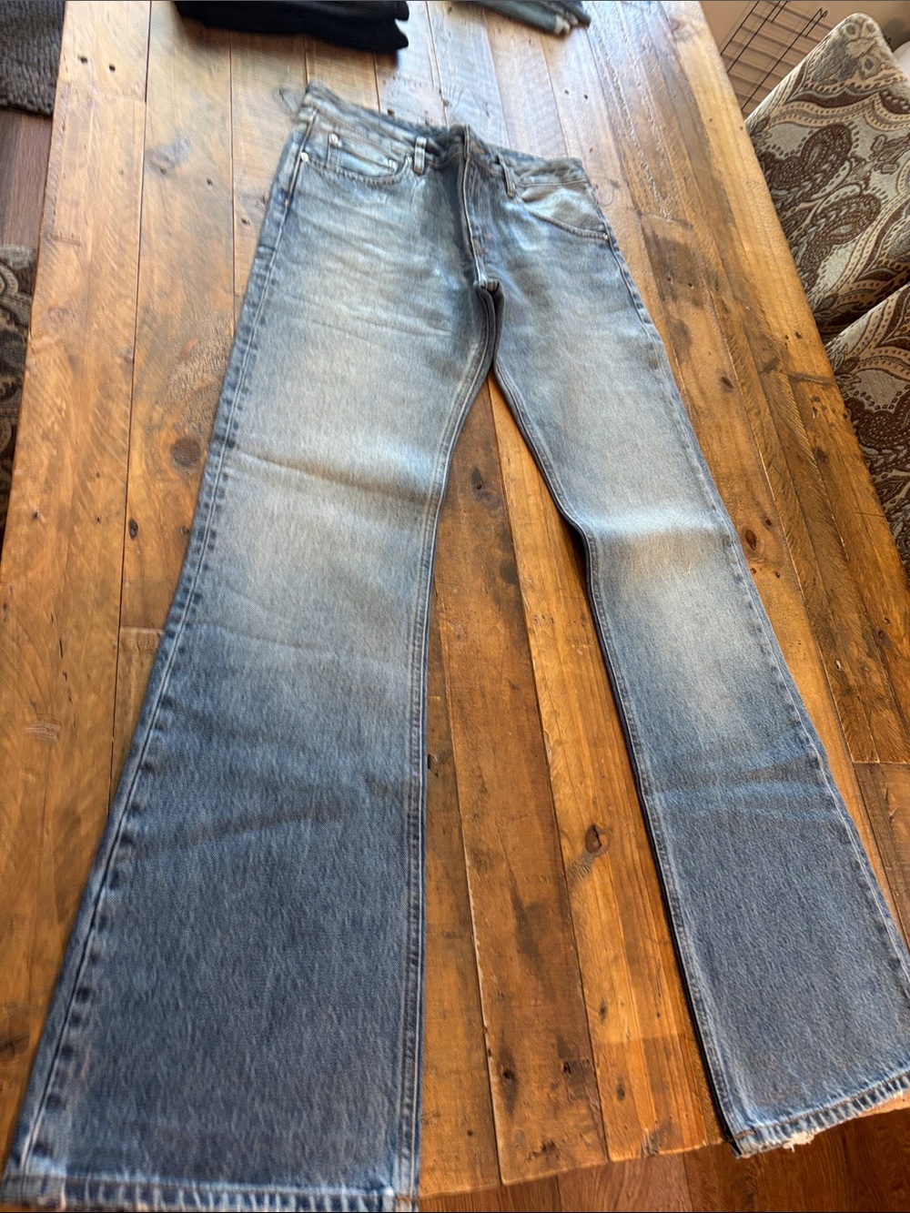 Zara Women’s Blue  coated Flared Jeans